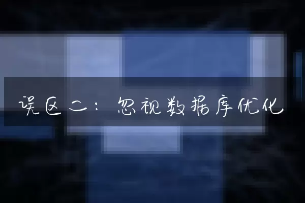 误区二：忽视数据库优化