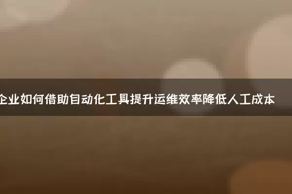 企业如何借助自动化工具提升运维效率降低人工成本