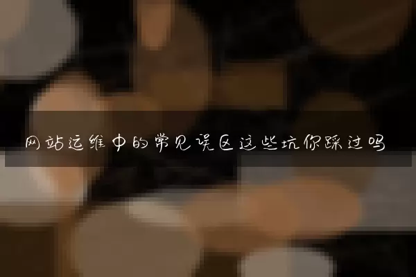 网站运维中的常见误区这些坑你踩过吗