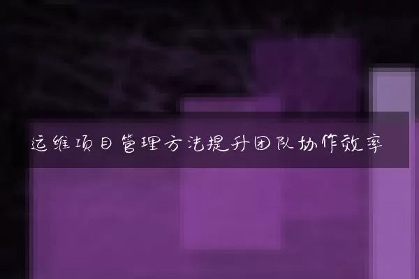 运维项目管理方法提升团队协作效率