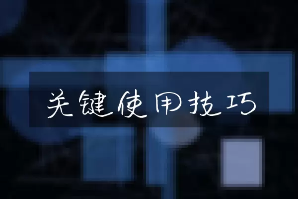 关键使用技巧