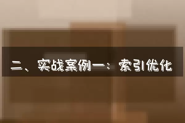 二、实战案例一：索引优化
