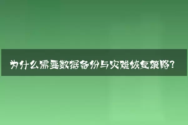 为什么需要数据备份与灾难恢复策略？