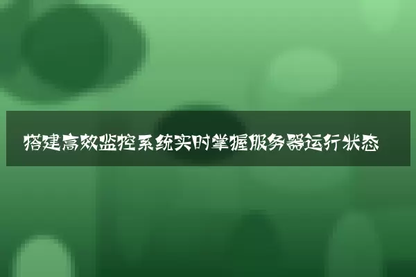 搭建高效监控系统实时掌握服务器运行状态