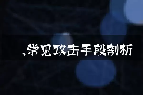 一、常见攻击手段剖析