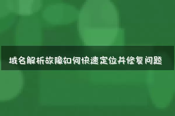 域名解析故障如何快速定位并修复问题