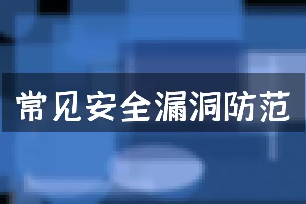 常见安全漏洞防范