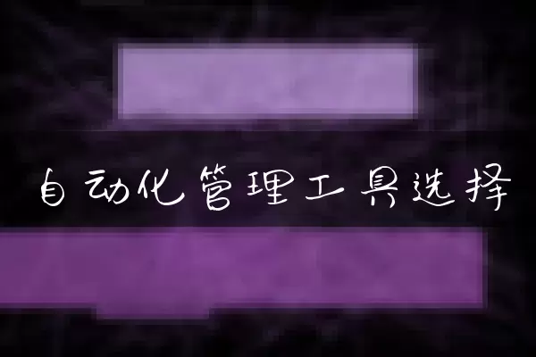自动化管理工具选择