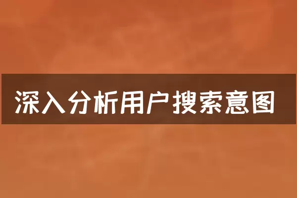 深入分析用户搜索意图