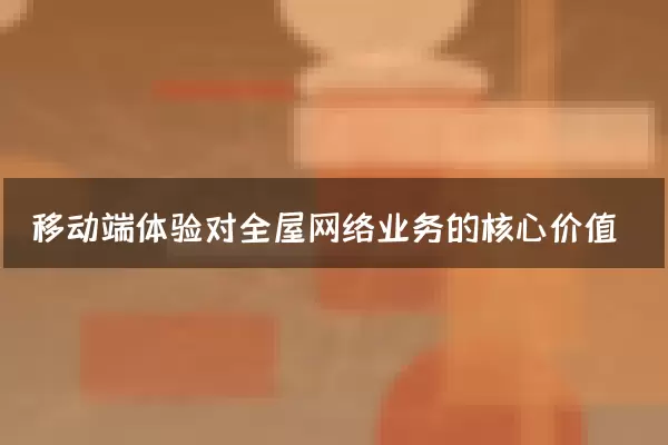移动端体验对全屋网络业务的核心价值