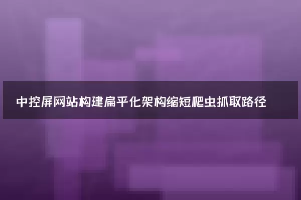 中控屏网站构建扁平化架构缩短爬虫抓取路径