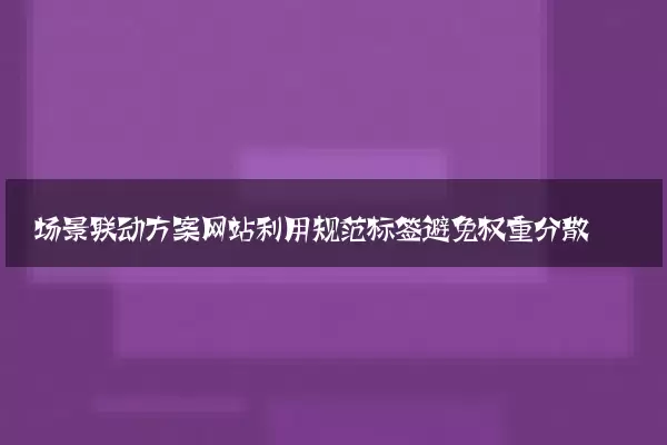 场景联动方案网站利用规范标签避免权重分散