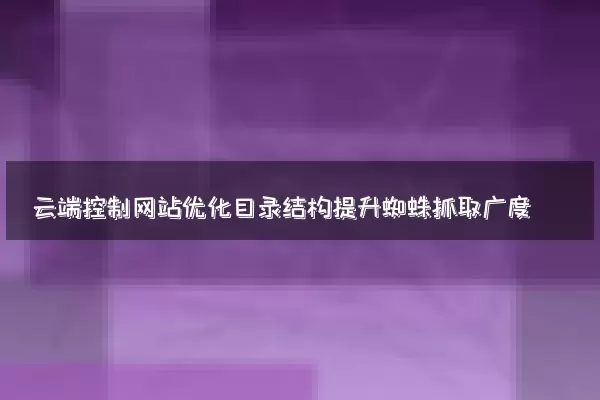 云端控制网站优化目录结构提升蜘蛛抓取广度