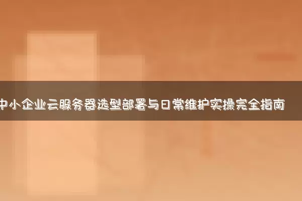 中小企业云服务器选型部署与日常维护实操完全指南